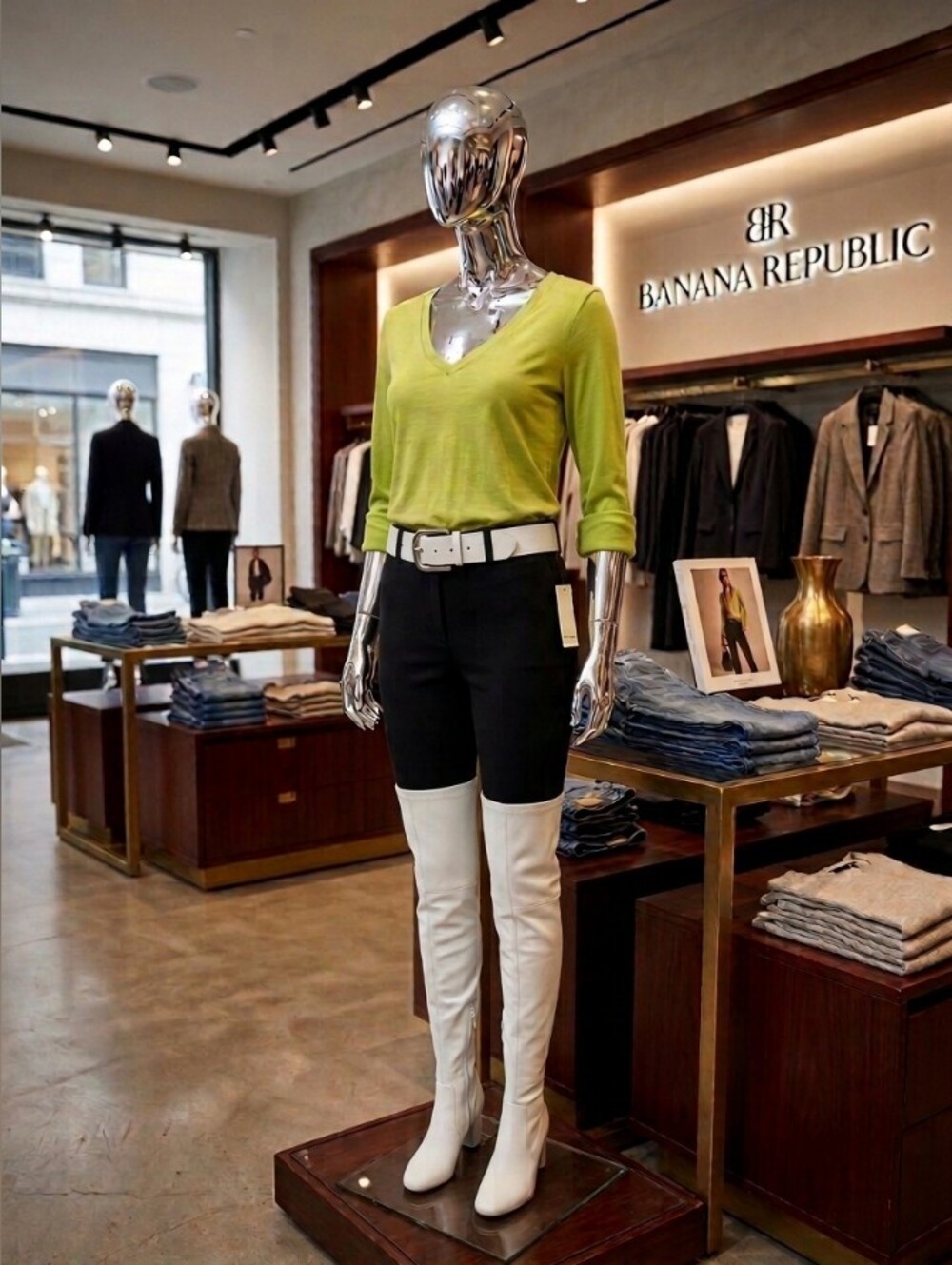 Banana Republic Bright Lime Long Sleeve Tee